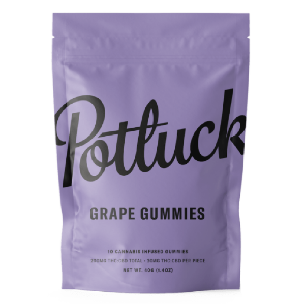 Potluck Extracts – Grape Gummies (1:1) – 100mg THC / 100mg CBD | Buy My Weed Online Canada