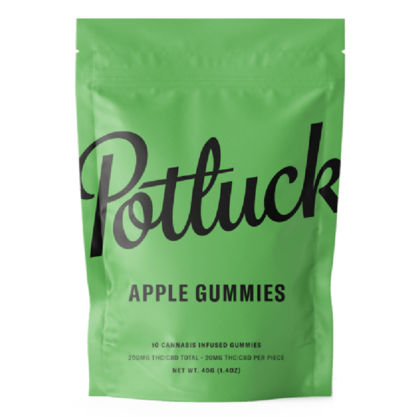 Potluck Extracts – Apple Gummies (1:1) – 100mg THC / 100mg CBD | Buy My Weed Online Canada